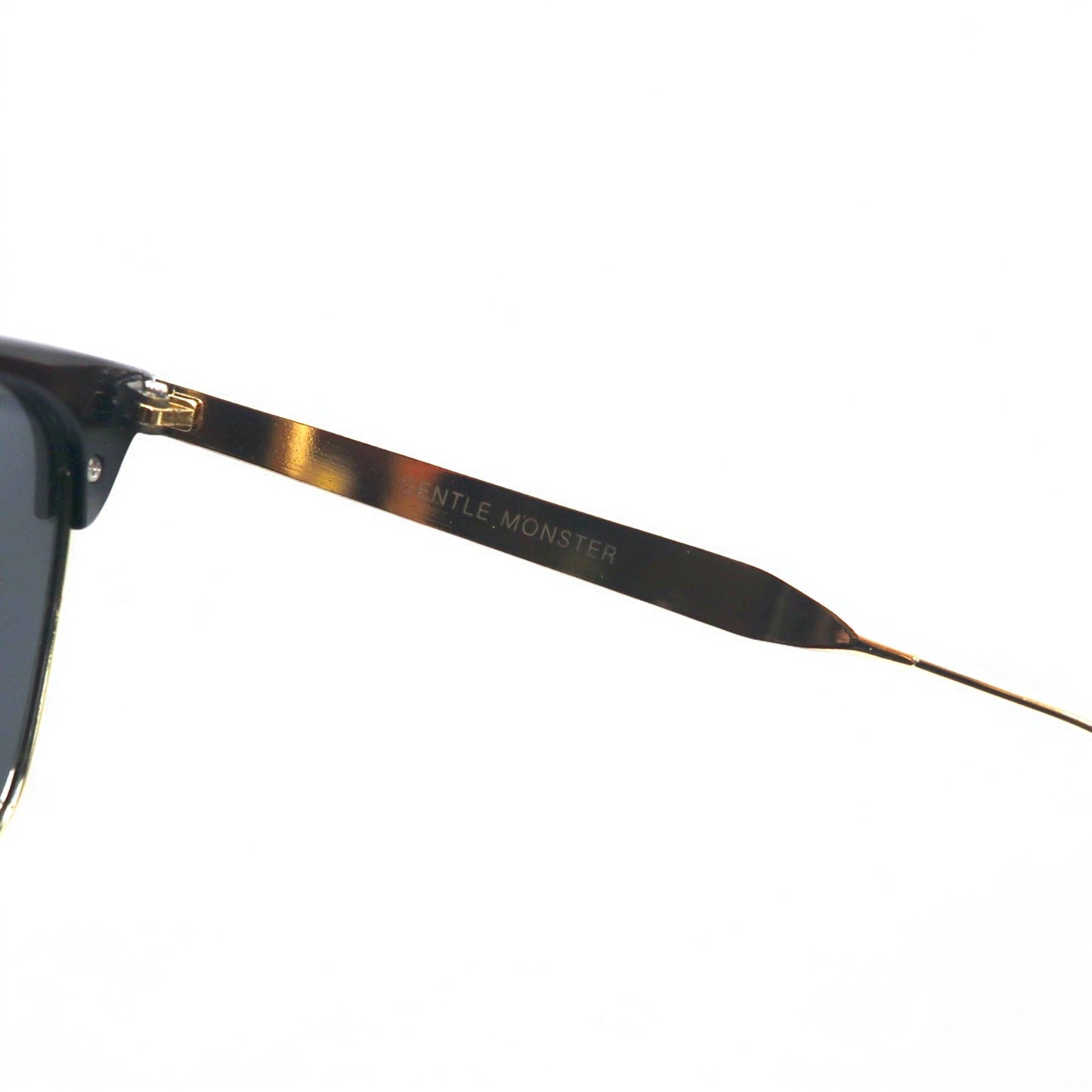 GENTLE MONSTER Half-Rim Clubmaster Square Sunglasses, Black and Gold, 2017, 55mm, 15-139