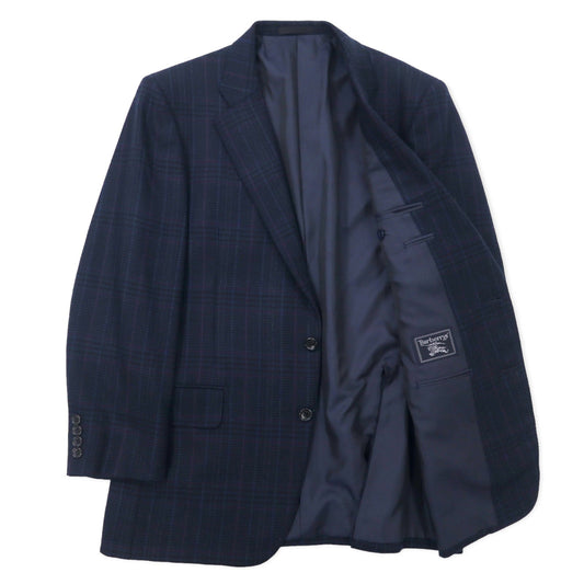 Burberry's Old 2B Tweed Tailored Jacket 94-82-175 AB6 Navy Check Wool Made in Japan