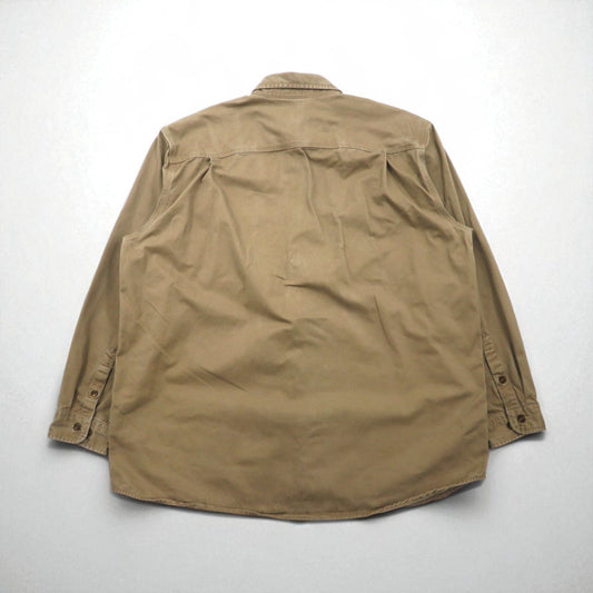 Carhartt OAKMAN S09 266 Button-Down Work Shirt, Size XL, Beige, Double Pocket