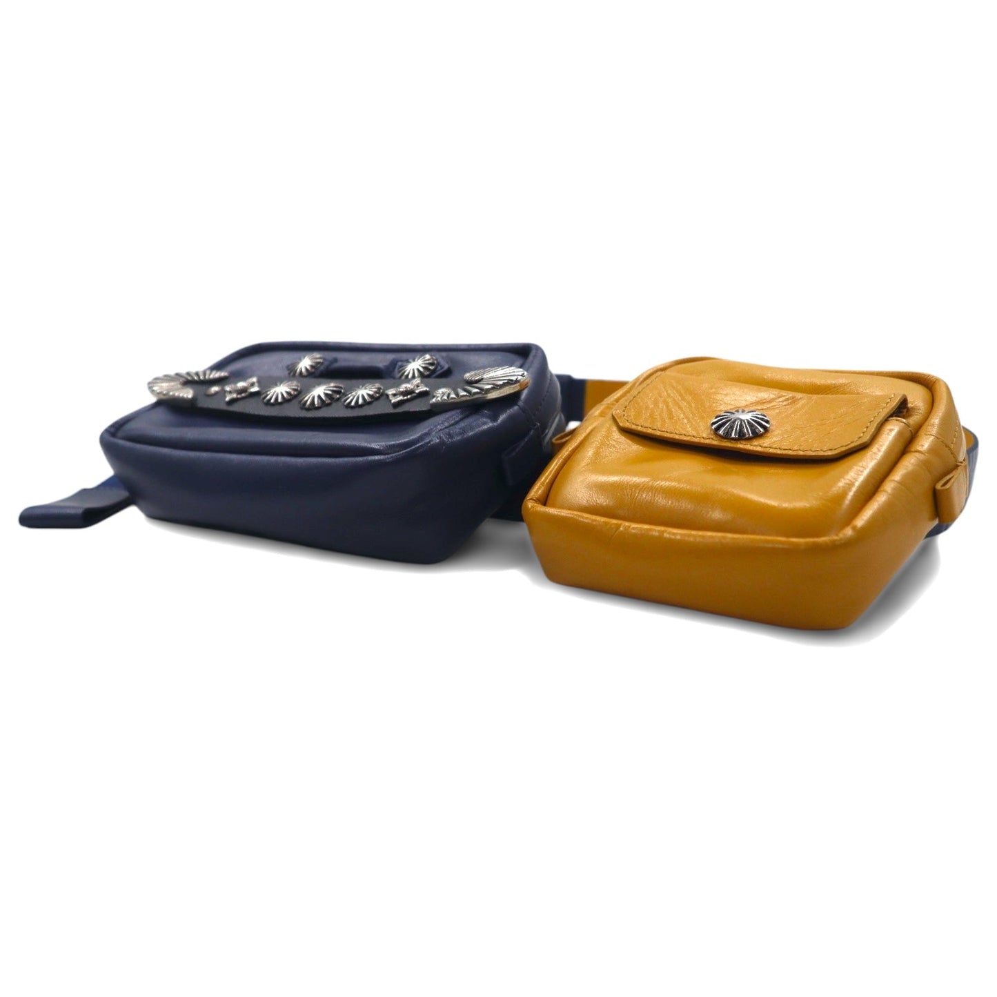 TOGA VIRILIS Belt Bag, Waist Bag, Body Bag in Yellow and Navy with Metal Conchos