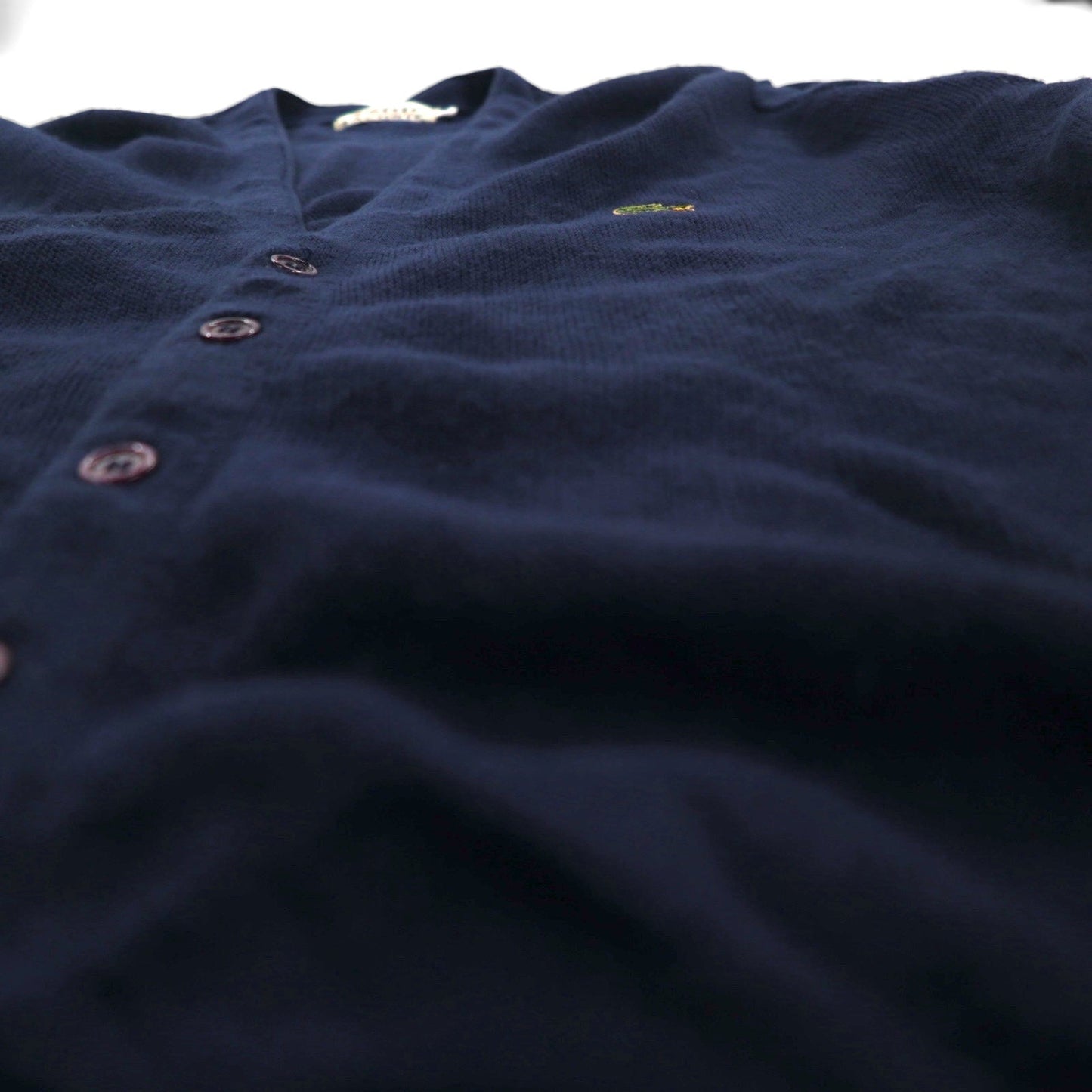 IZOD LACOSTE 70年代 糸巻きタグ アクリルニット カーディガン L ネイビー ワンポイントロゴ