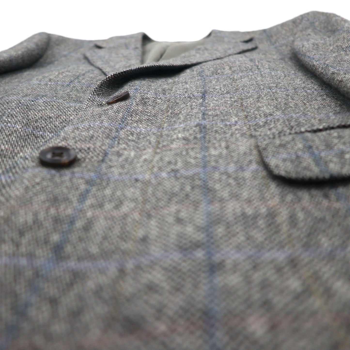 BURBERRY 100% Cashmere 2B Tweed Jacket, Size S, Gray Check, Made in Japan