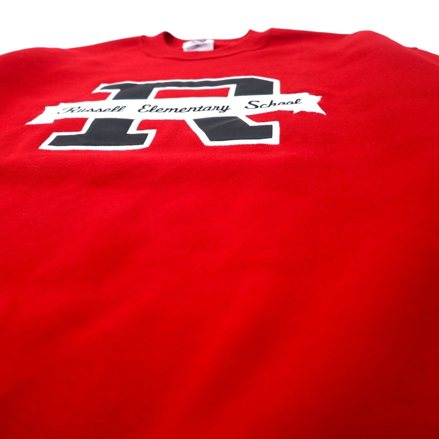 JERZEES USA Made 90s Super Sweats College Embroidered Sweatshirt, Size L, Red, Cotton, Fleece-Lined, Russell Elementary School