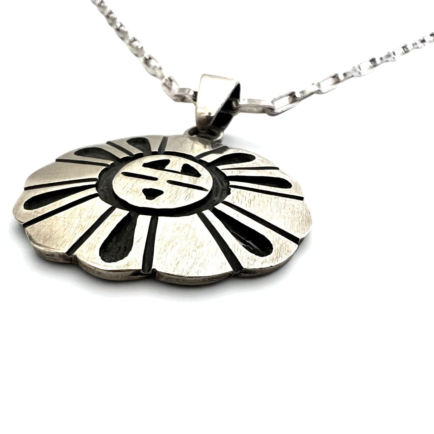 Hopi Vintage Indian Jewelry Necklace, Hopi Indian Jewelry, Sun Face Necklace, Silver 925, Tribal