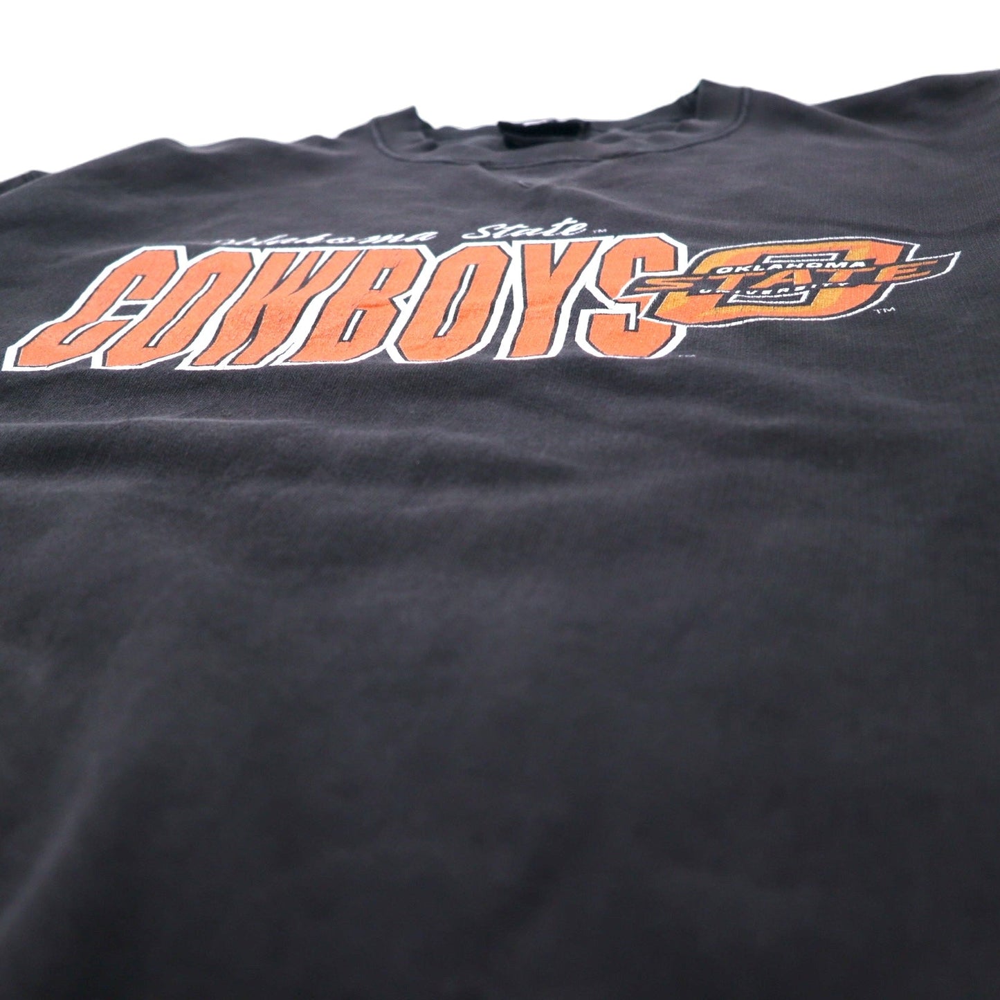 STARTER 90s College Print Sweatshirt, XL, Black Cotton, NCAA Oklahoma Cowboys, Oversized