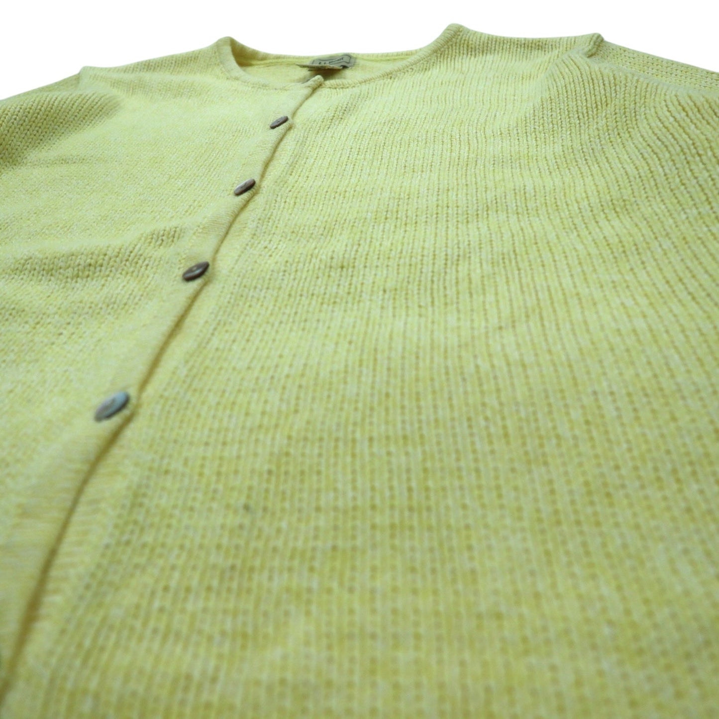 LLBean 90s Cotton Knit Cardigan, XL, Yellow, FGF5
