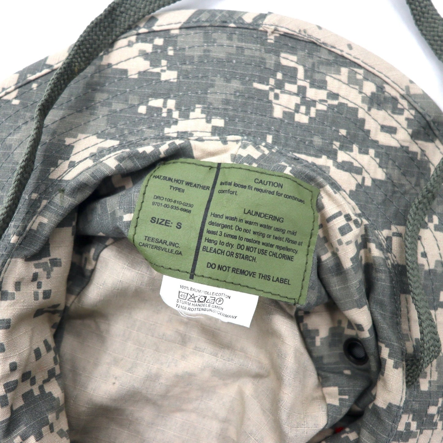 US ARMY ジャングルハット サファリハット S カーキ デジカモ コットン リップストップ ミリタリー 9701-00-935-6968 TEESAR, INC.