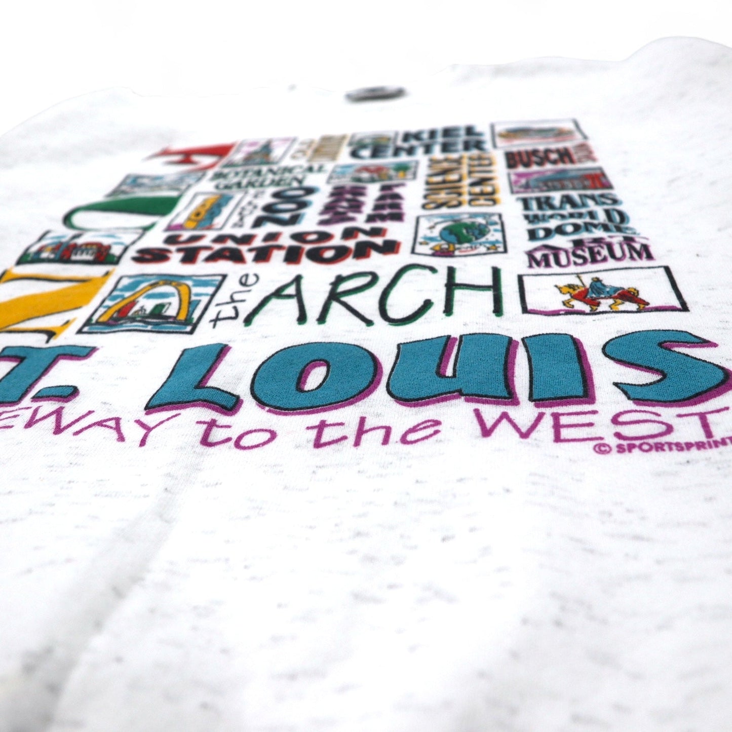Lee USA Made 90s Printed Sweatshirt, XL, White, Cotton, St. Louis, Fleece-Lined, Oversized