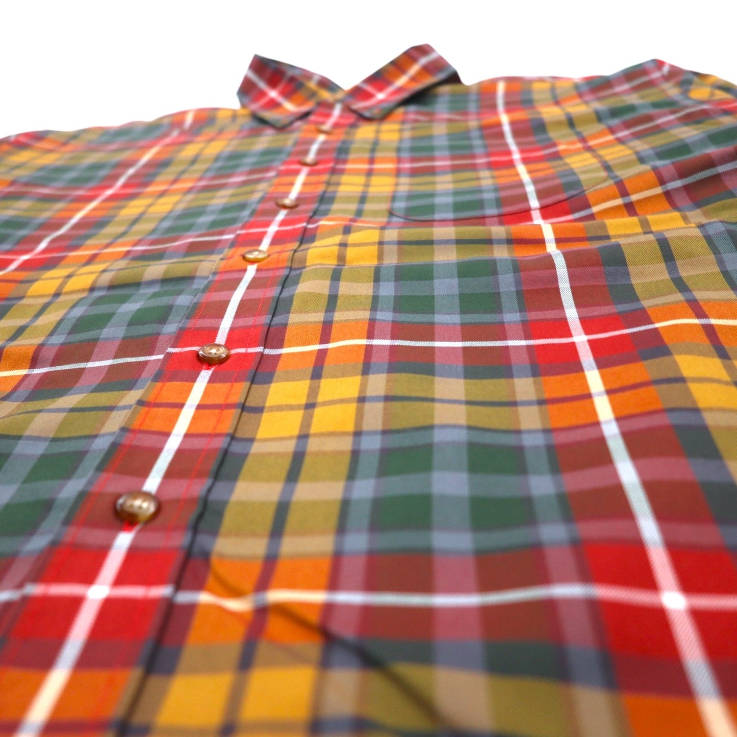 Brooks Brothers ボタンダウンシャツ XL レッド イエロー グリーン チェック マルチカラー