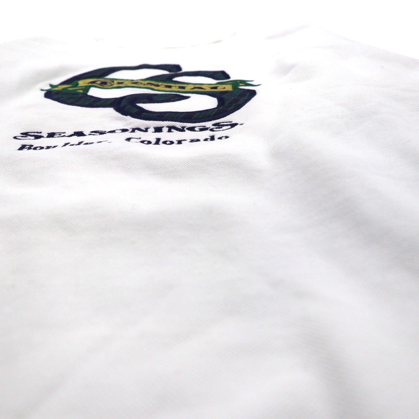 Made in the USA, 90s BAC PREMIER College Embroidered Sweatshirt, Size M, White, Cotton, Pique, Fleece-Lined, CELESTIAL