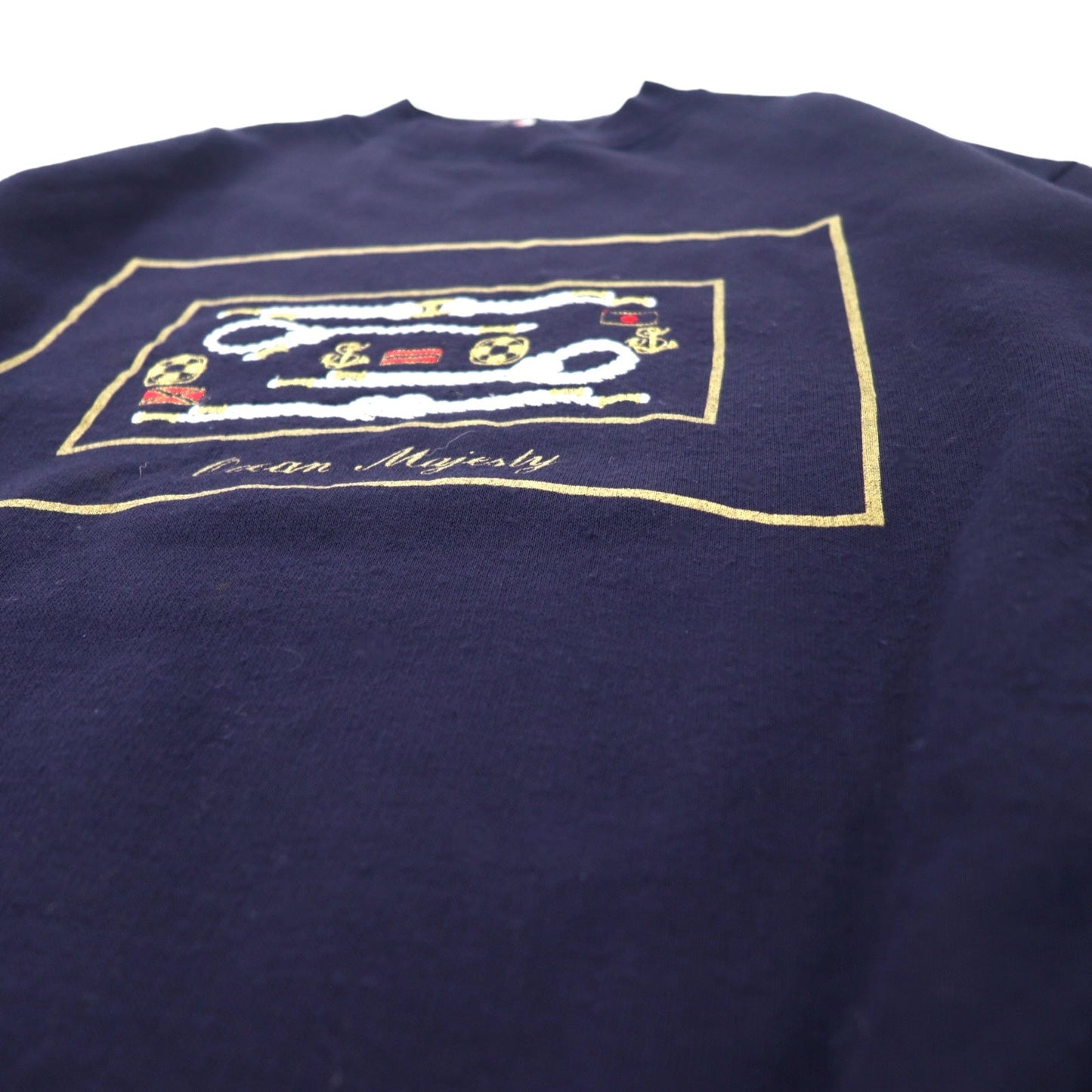 ARS Ocean Majesty, Made in Italy, Marine Embroidered Sweatshirt, Size XL, Navy, Cotton, Fleece-Lined