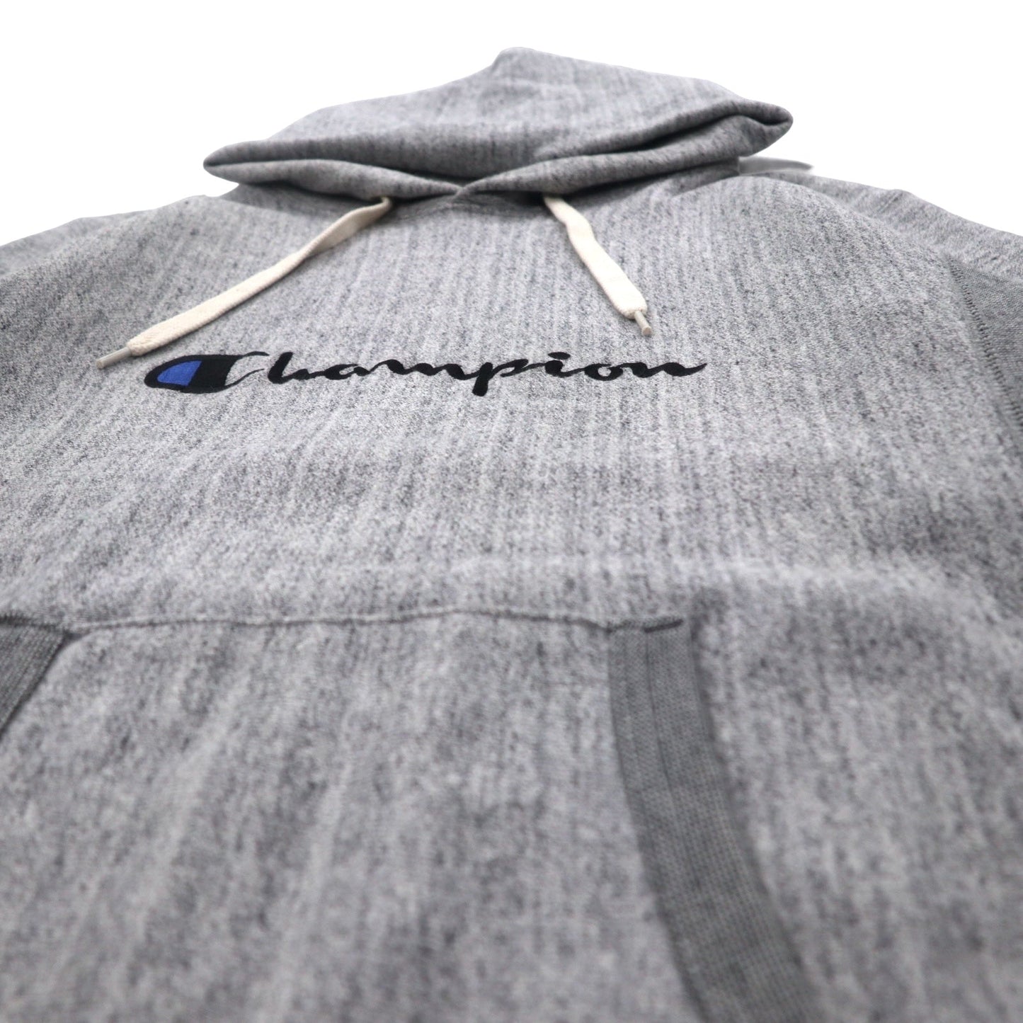 Champion Reverse Weave Rib Line Pullover Hoodie, Size M, Gray, with Embroidered Script Logo, C8-S103