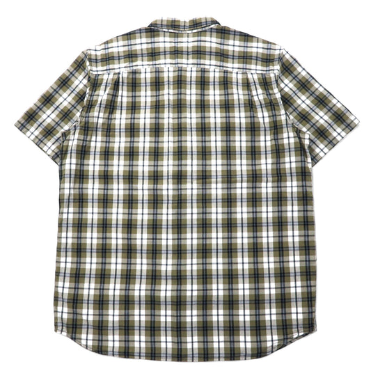 Carhartt Relaxed Fit Short Sleeve Button-Down Shirt, Khaki, White, Check, Cotton, Size XL