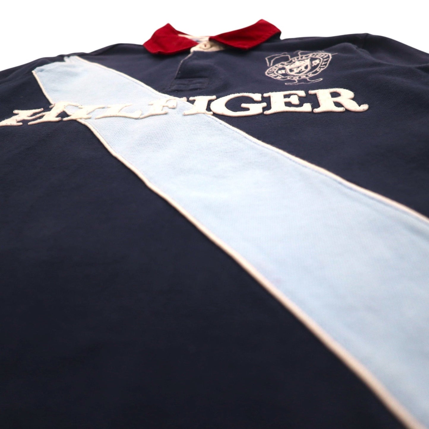 TOMMY HILFIGER Oversized Rugby Shirt, Size M, Navy, Cotton, Embroidered Emblem Logo