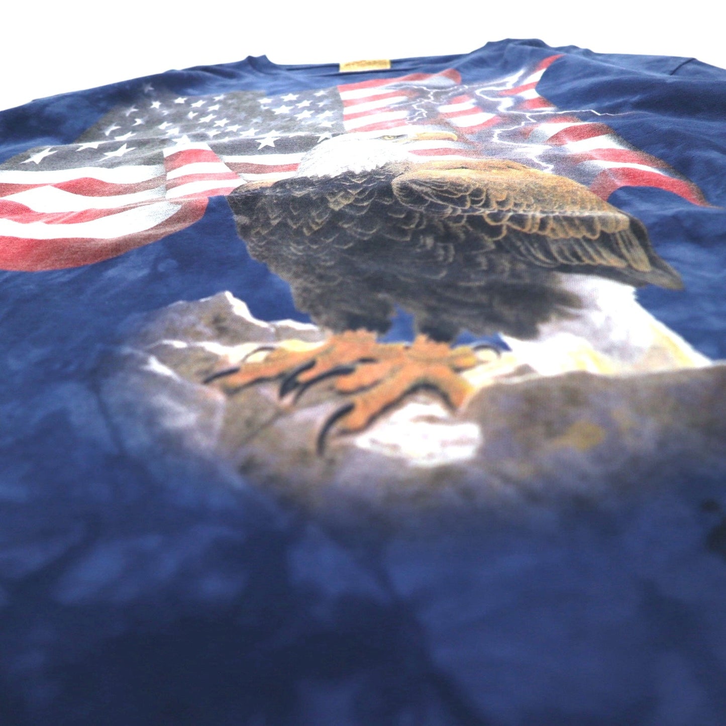 THE MOUNTAIN Long Sleeve T-Shirt, XXL, Navy, USA Tie-Dye, Stars and Stripes, Eagle, Made in Mexico