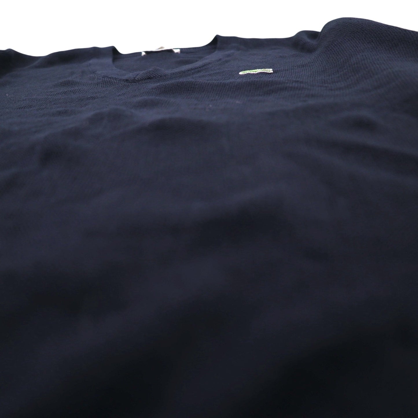 LACOSTE 80年代 スペイン製 Vネック アクリルニット セーター L ネイビー