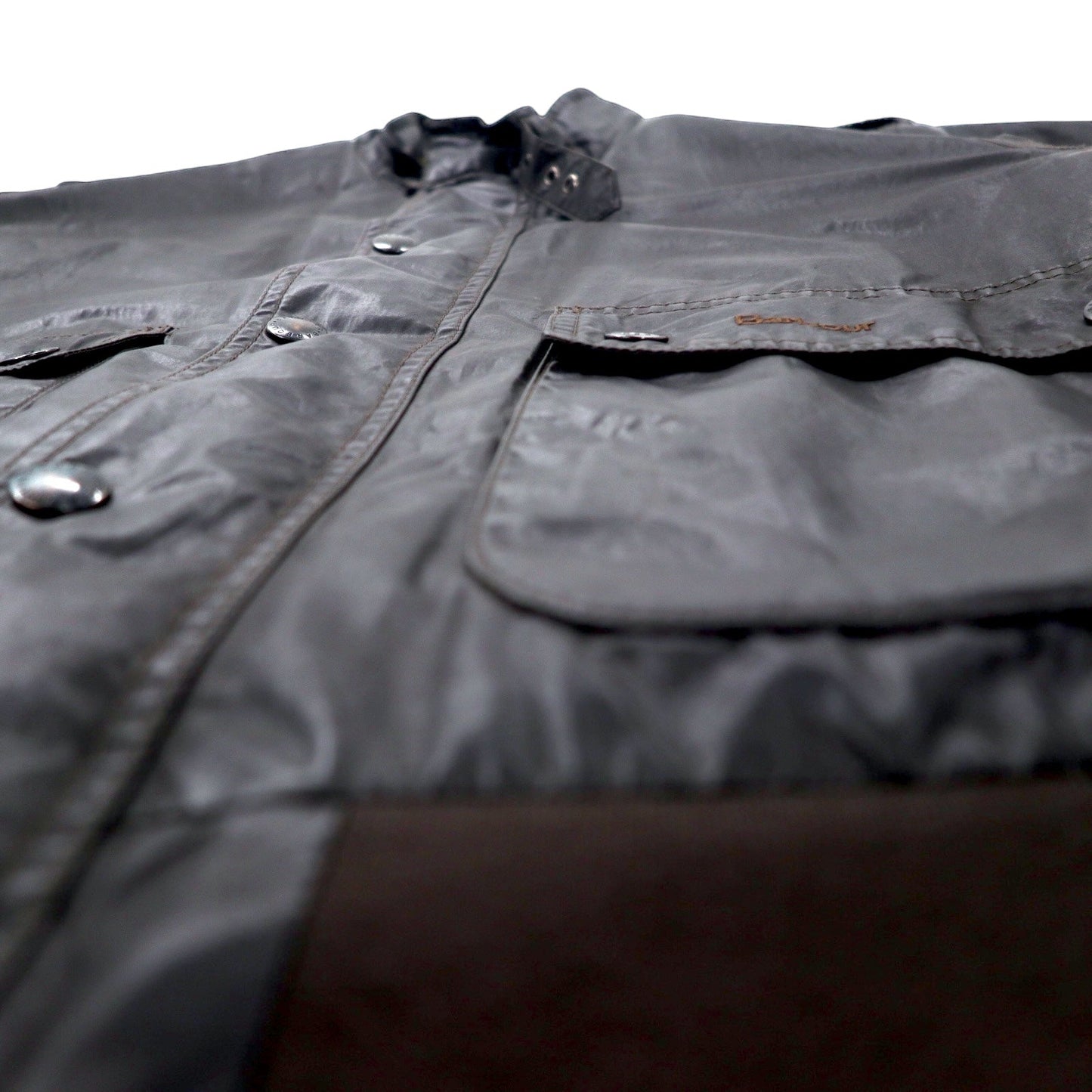 Barbour フライトジャケット L ブラウン コットン ポリエステル 防水 WATERPROOF AND BREATHABLE 裏地チェック CARBON FINISH FLYER