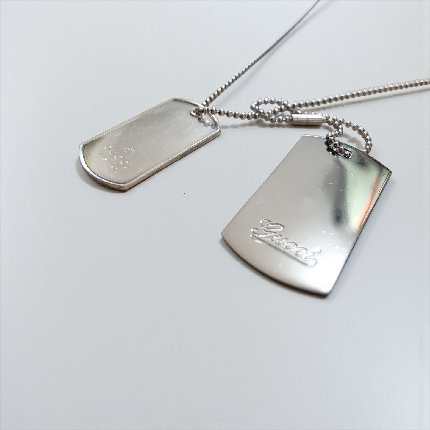 GUCCI ドッグタグ ダブルプレート 2WAY ネックレス ペンダント キーホルダー シルバー 925 ボールチェーン イタリア製