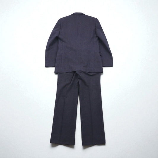 80s Japan Vintage 2-piece Suit Miyukilan 80年代 日本製 セットアップ スーツ M ネイビー ウール