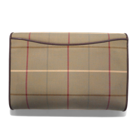 Burberry's Old Windowpane Check Clutch Bag in Beige Iridescent Nylon Canvas