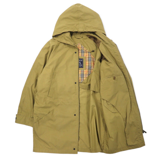 Burberry's Made in England Vintage Hooded Coat, Size L, Beige, Cotton and Polyester, Single Logo Embroidery, Nova Check Lining
