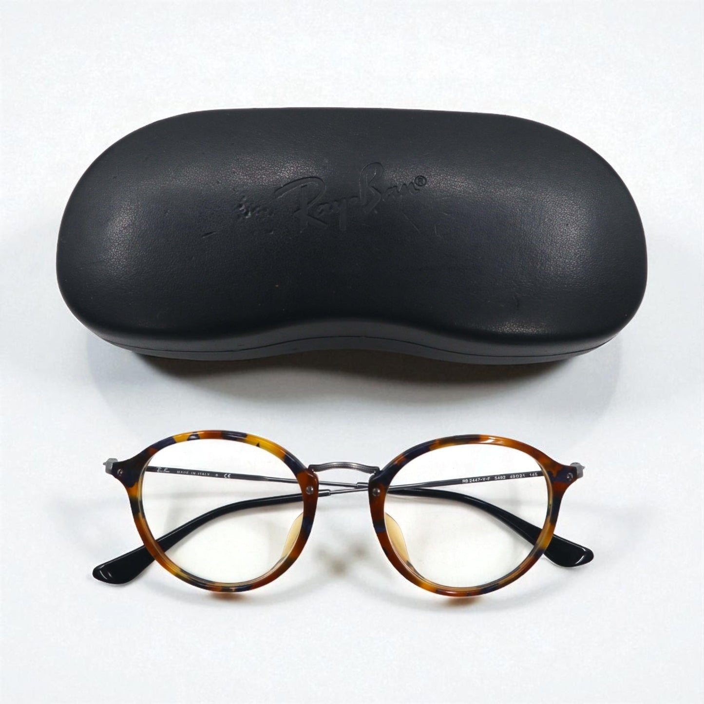 Ray-Ban 伊達メガネ サングラス ボストン ベッコウ ラウンド RB2447-V-F 5492 49-21 145 イタリア製