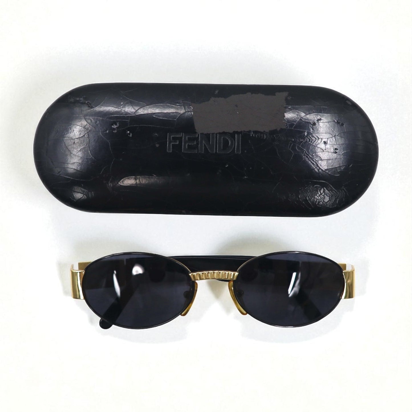 FENDI オーバル サングラス ブラック メタル SL7066 201N FFロゴ イタリア製