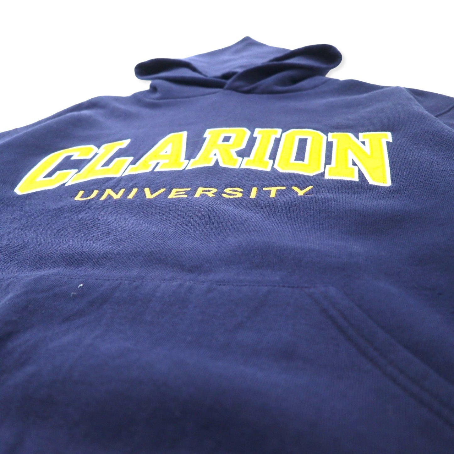 RUSSELL ATHLETIC 90s College Pullover Hoodie, Size M, Navy Cotton, Clarion University, Made in Mexico