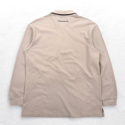 CASTELBAJAC SPORT 90年代 長袖 ポロシャツ XL ベージュ コットン キャラクター刺繍