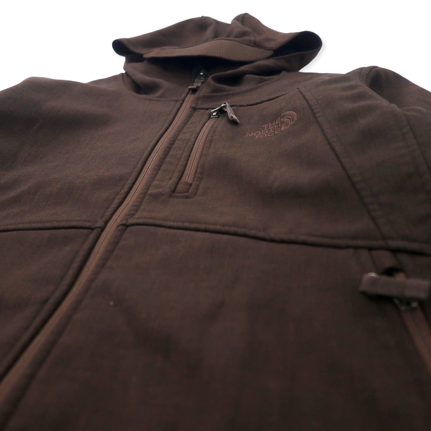 THE NORTH FACE エイペックス ソフトシェルジャケット フーディー M ブラウン ポリエステル フリースライナー ロゴ刺繍 TNF APEX