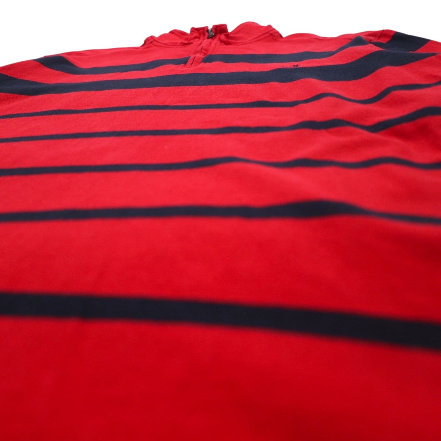 CHAPS ハーフジップ スウェット L レッド ボーダー コットン ワンポイントロゴ刺繍