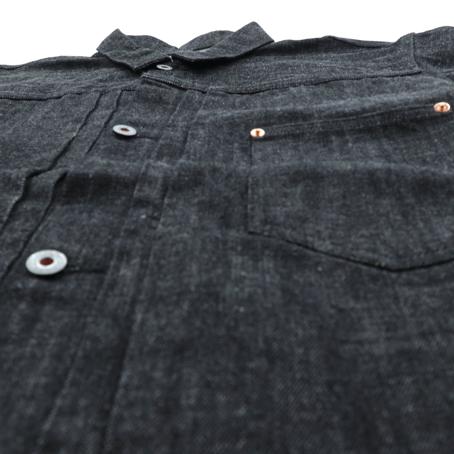 VINTAGE レプリカ 1st タイプ 大戦モデル デニムジャケット Gジャン XL ブラック 13.5OZ セルヴィッチ 赤耳 シンチバック プリーツ 月桂樹ボタン 復刻 未使用品