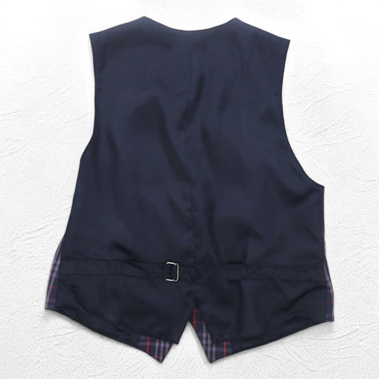 Burberry's Old Nova Check Gilet Vest, Size M, Navy Cotton