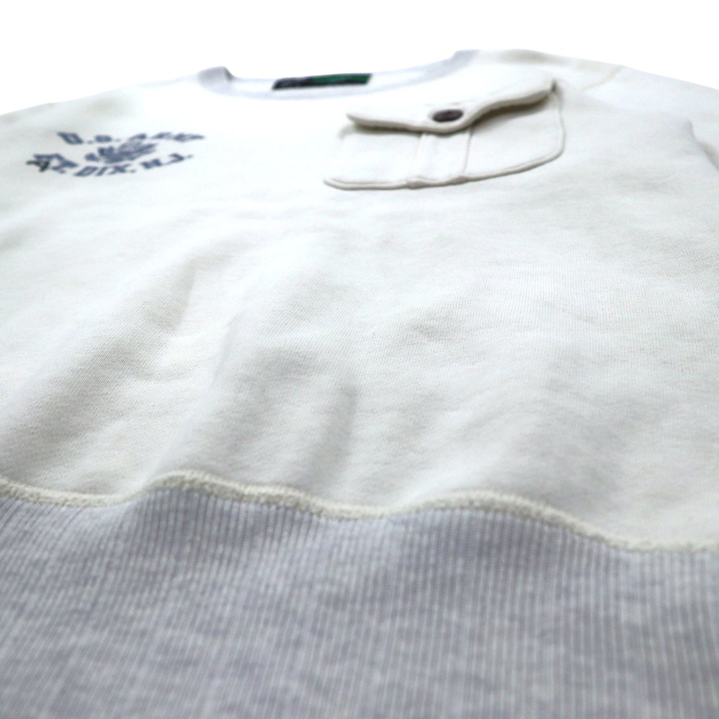 FAT Crew Neck Sweatshirt, Size M, Off-White and Gray, USARMY, Flap Pocket