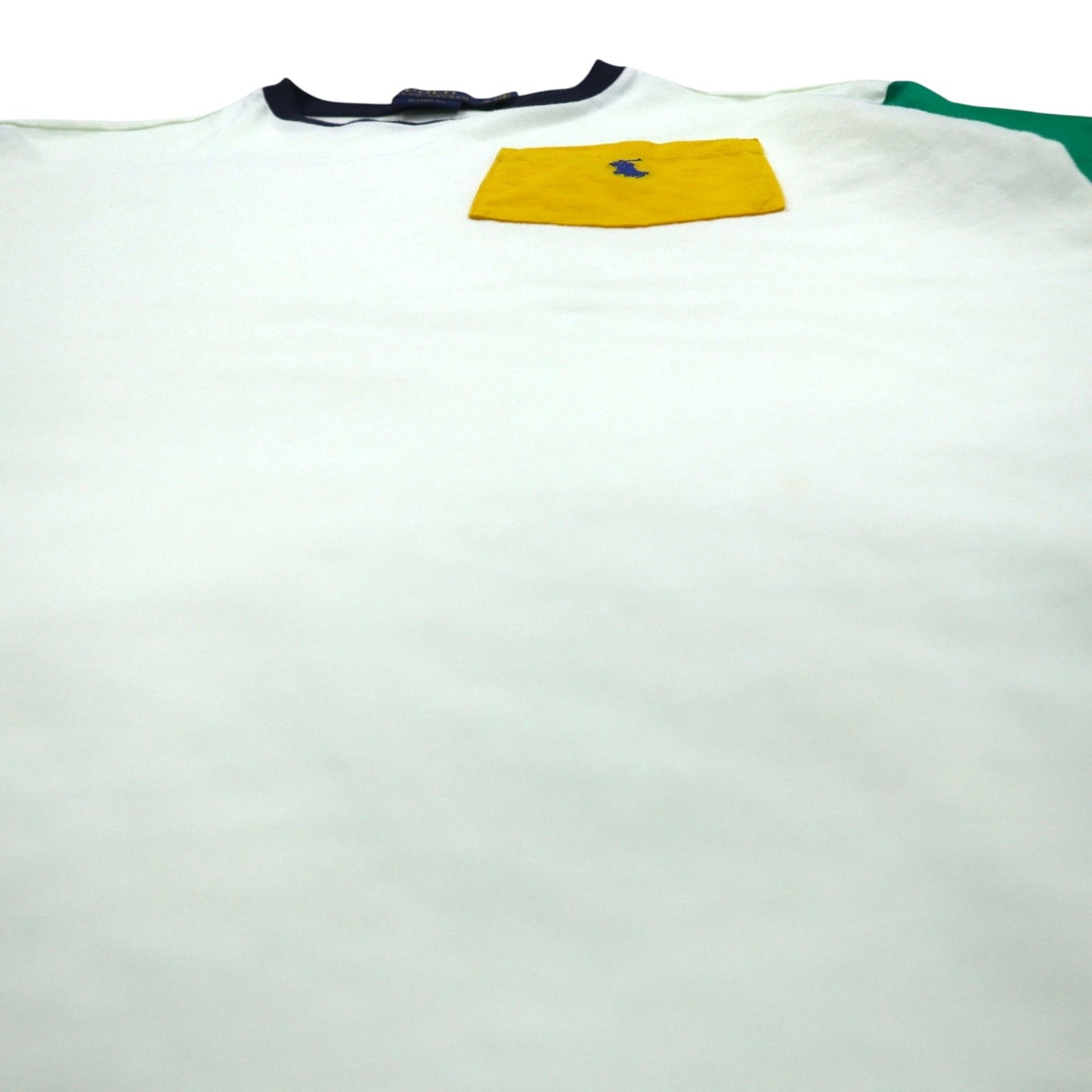 POLO RALPH LAUREN Colorblock Pocket T-Shirt, Medium, White, Small Pony Embroidery