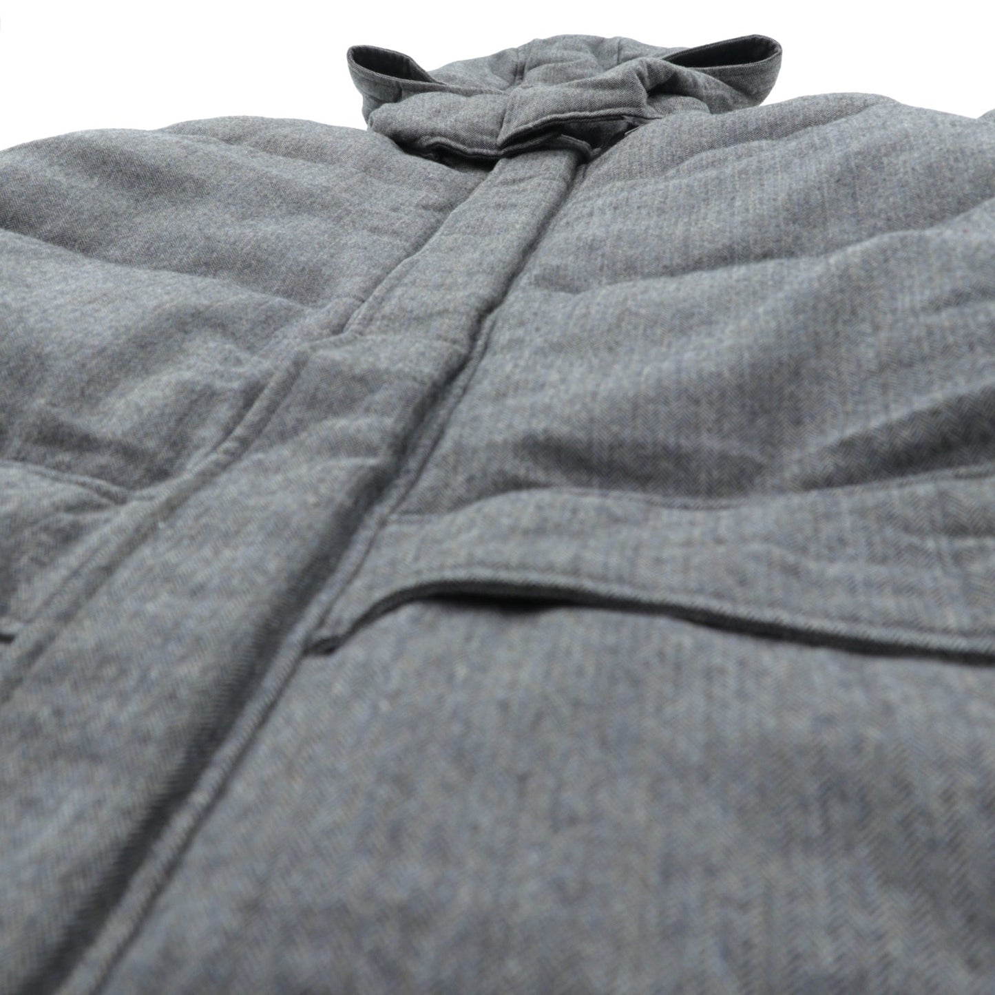 Paul Smith COLLECTION 日本製 ウール ダウンジャケット L グレー ヘリンボーン フード着脱