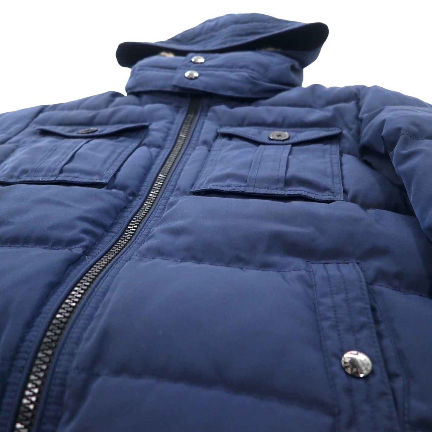 TOMMY HILFIGER Down Jacket, Medium, Navy, Polyester, Detachable Hood