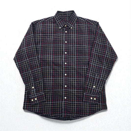 BURBERRY USA Made Oversized Button-Down Shirt, Size L, Black Cotton, Windowpane Check