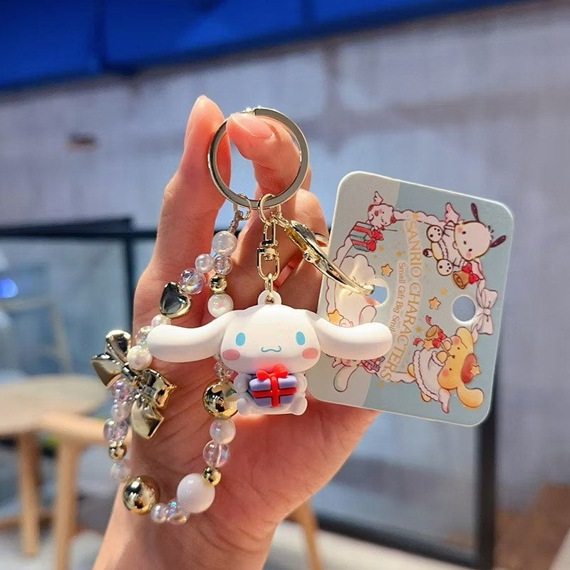 Sanrio Beads and Gold Ribbon Keyrings / サンリオビーズ&ゴールドリボンキーリング