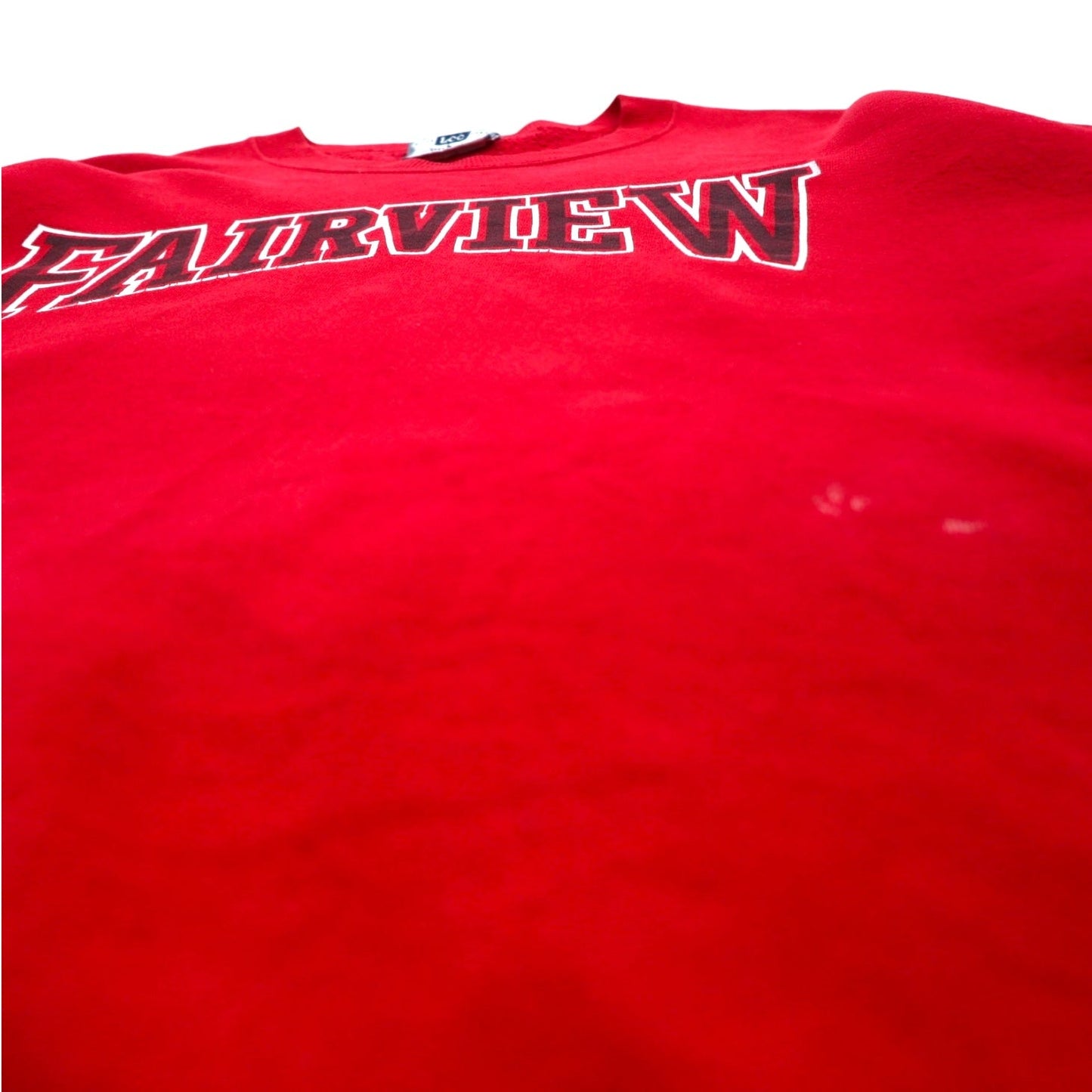 Lee 90年代 USA製 FAIRVIEW プリント スウェット L レッド コットン 裏起毛 アーチロゴ