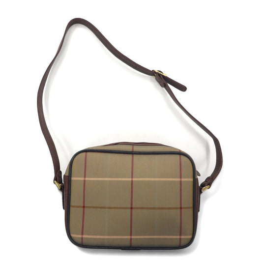 Burberry's Old Windowpane Check Camera Bag Shoulder Bag in Beige with Iridescent Nylon, Canvas and Leather