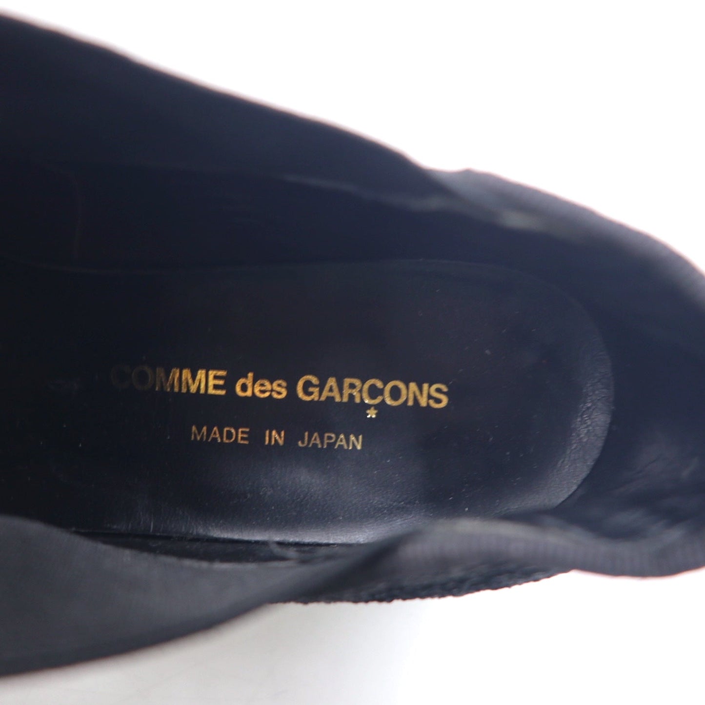COMME des GARCONS floral lace ankle boots, short boots with side gore, size 23cm, black leather, made in Japan