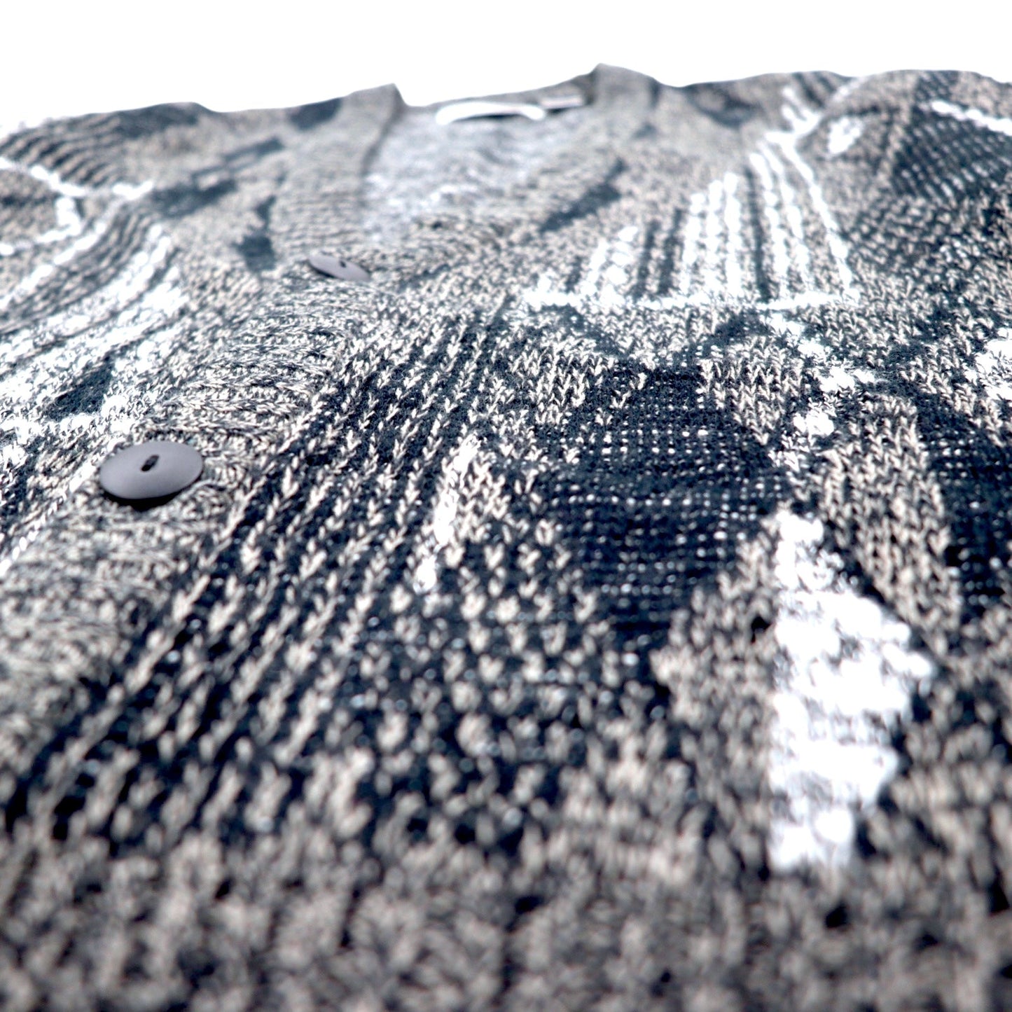 90s Michael Gerald all-over jacquard knit cardigan, size M, gray, acrylic