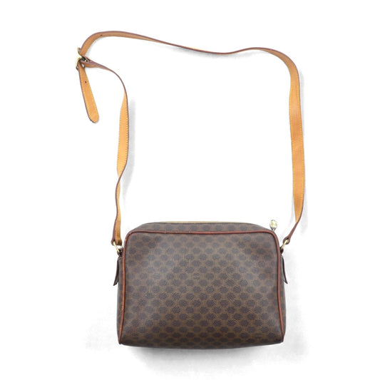 CELINE ショルダーバッグ ブラウン レザー マカダム柄 M06 イタリア製