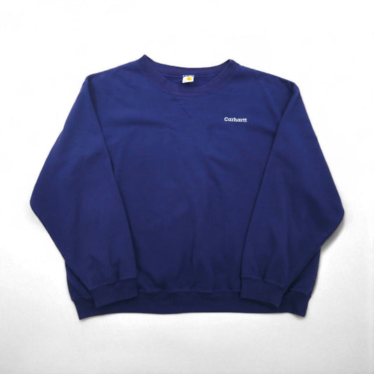 carhartt クルーネック 前V スウェット トレーナー 2XL ネイビー コットン