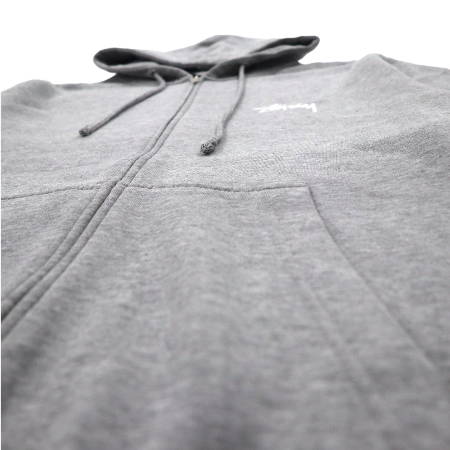 STUSSY 00年代 USA製 フルジップパーカー L グレー YESTERDAY TODAY TOMORROW バックロゴプリント