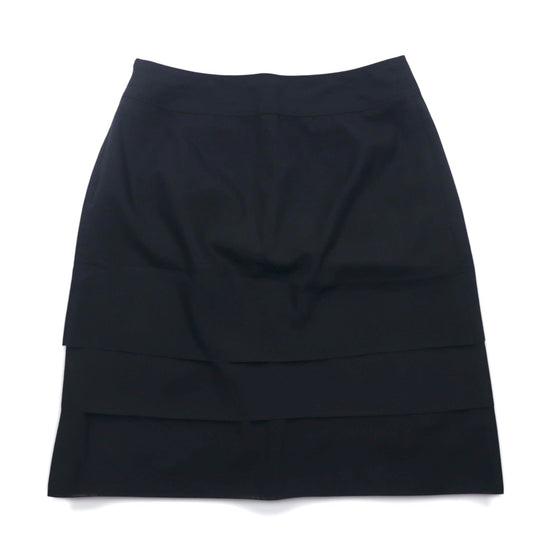 BURBERRY Layered Skirt, Size L, Black, Wool and Polyester, Made in Japan