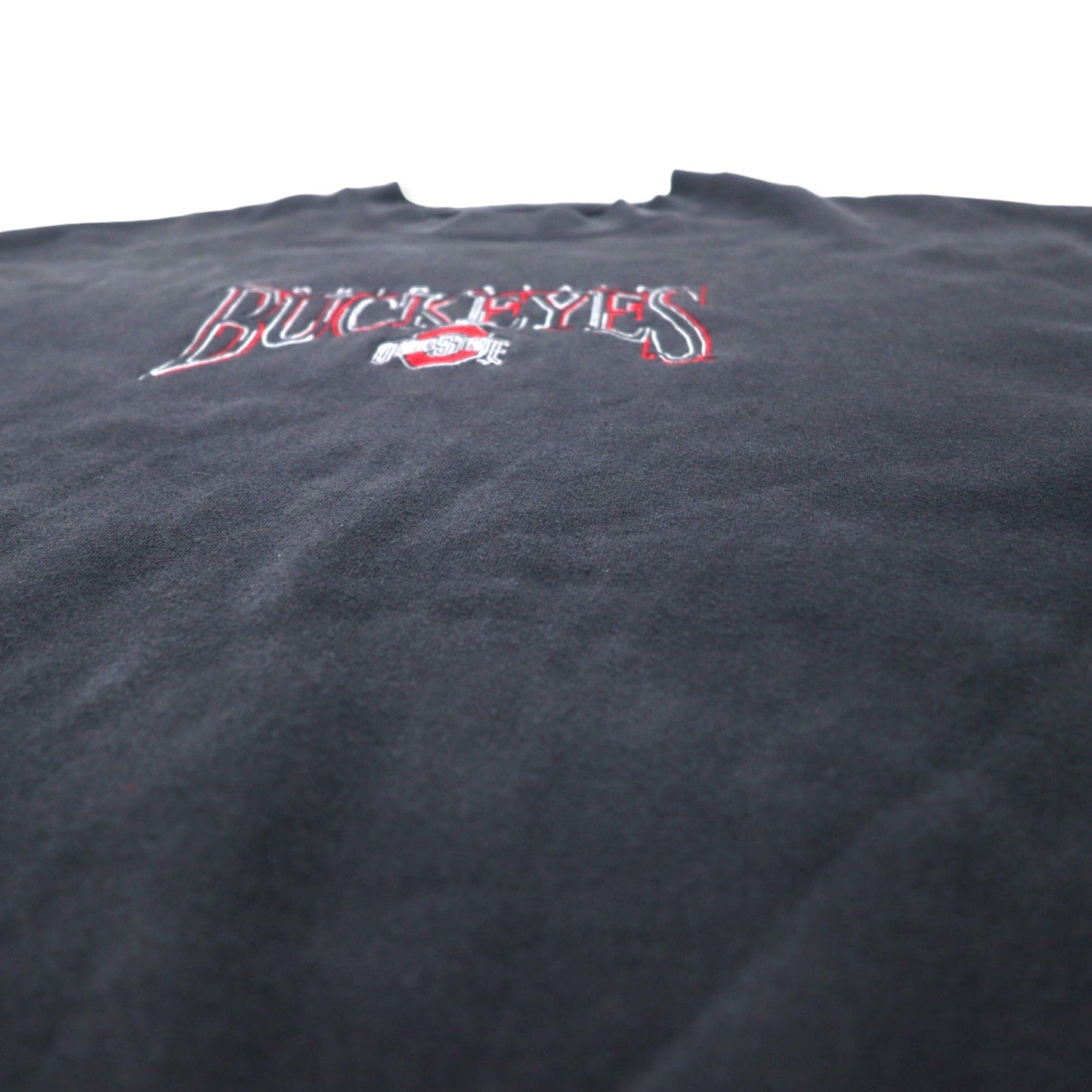 B WEAR USA Made 90s College Embroidered Sweatshirt, Black Cotton, XXL, Ohio State Buckeyes, Oversized