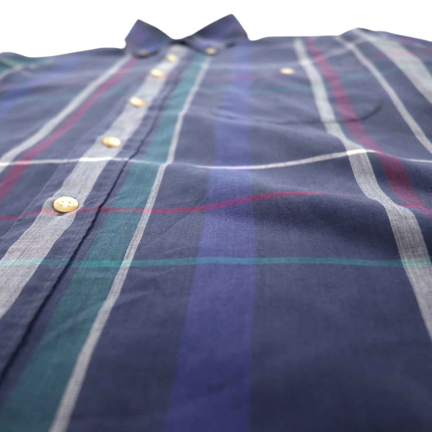 Christian Dior オールド ボタンダウンシャツ M ネイビー コットン チェック