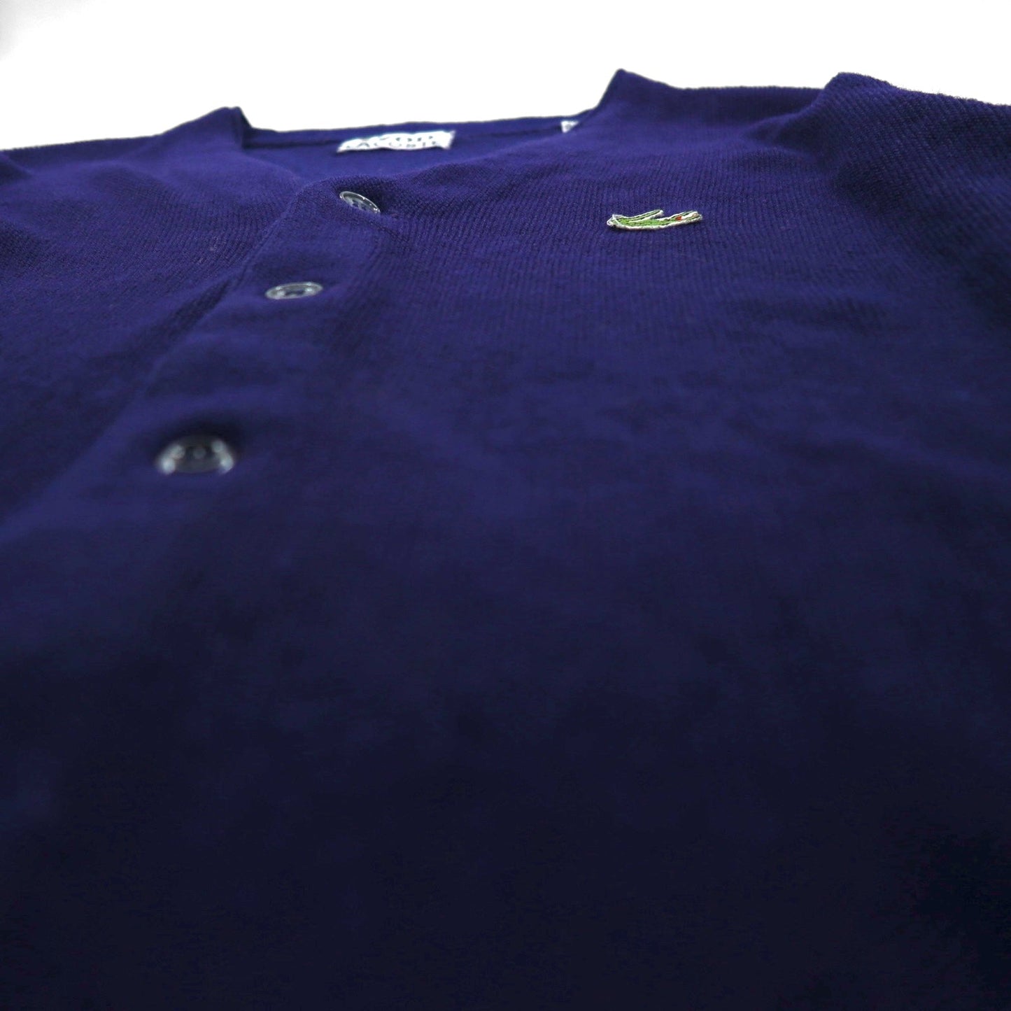 IZOD LACOSTE 70年代 糸巻タグ ニット カーディガン S ネイビー アクリル 短丈